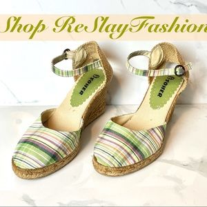 SOHER Women's Wedge Heels w/ Ankle Strap Size 9.5